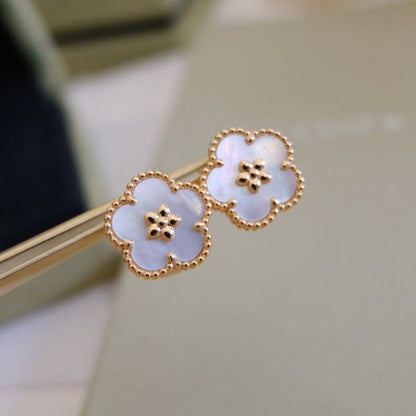 [Olivia JW]LUCKY PINK GOLD WHITE MOP EARRINGS