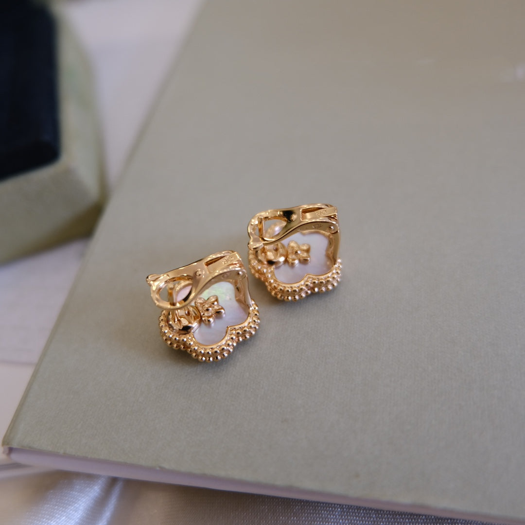 [Olivia JW]LUCKY PINK GOLD WHITE MOP EARRINGS