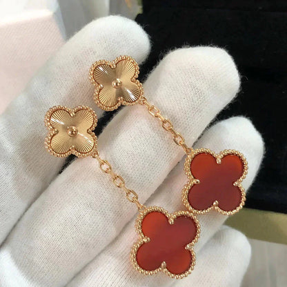 [Olivia JW]CLOVER 2 MOTIF  LASER CARNELIAN EARRINGS