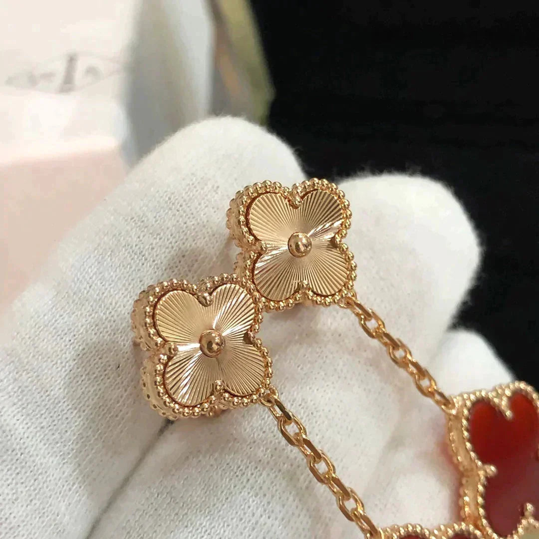 [Olivia JW]CLOVER 2 MOTIF  LASER CARNELIAN EARRINGS