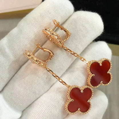 [Olivia JW]CLOVER 2 MOTIF  LASER CARNELIAN EARRINGS