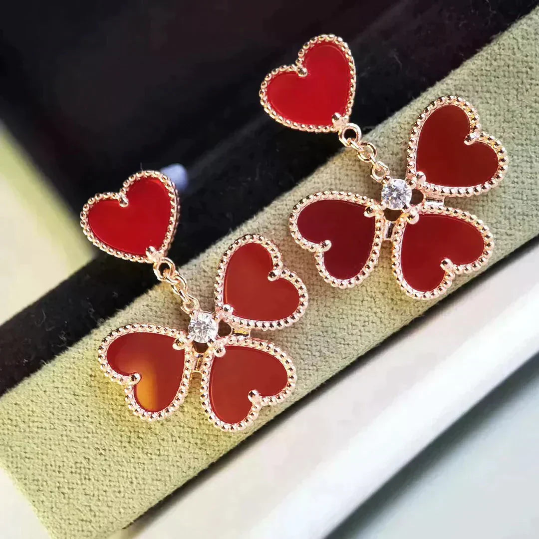 [Olivia JW]SWEET CLOVER CARNELIAN EARRINGS