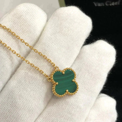 [Olivia JW]CLOVER 15MM MALACHITE SINGLE FLOWER  NECKLACE