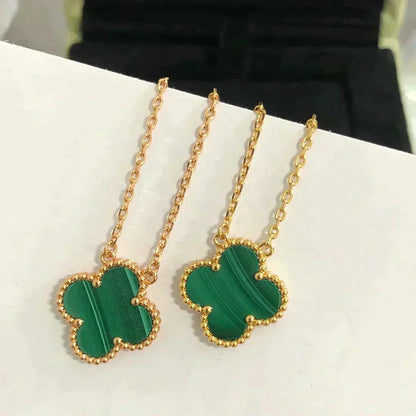 [Olivia JW]CLOVER 15MM MALACHITE SINGLE FLOWER  NECKLACE