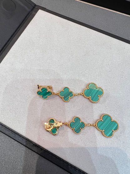 [Olivia JW]CLOVER MALACHITE 3 MOTIFS GOLD