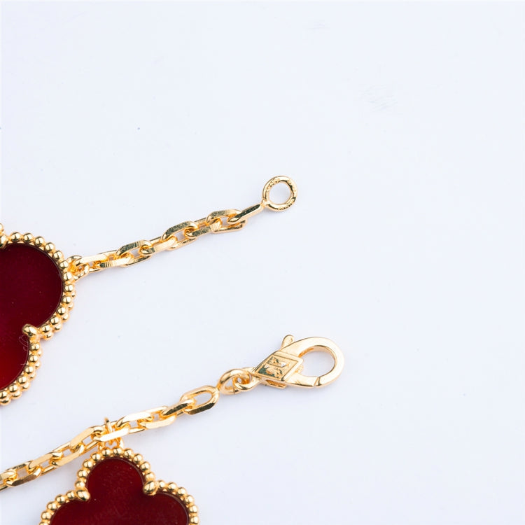 [Olivia JW]CLOVER BRACELET 5 MOTIFS CARNELIAN TIGER EYE