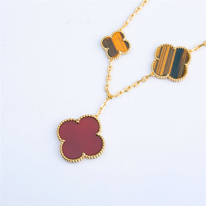 [Olivia JW]CLOVER BRACELET 5 MOTIFS CARNELIAN TIGER EYE