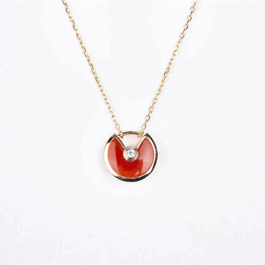 [Olivia JW]AMULETTE GOLD CARNELIAN ONYX NECKLACE