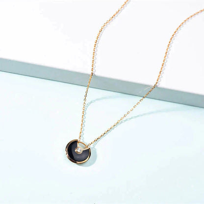 [Olivia JW]AMULETTE GOLD CARNELIAN ONYX NECKLACE