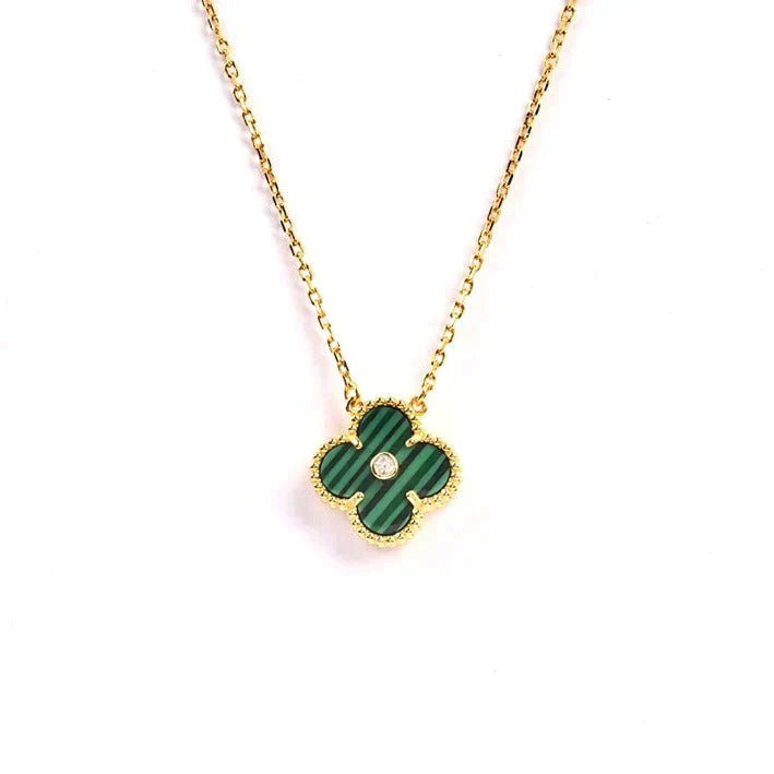 [Olivia JW]CLOVER 15MM DIAMOND TURQUOISE NECKLACE