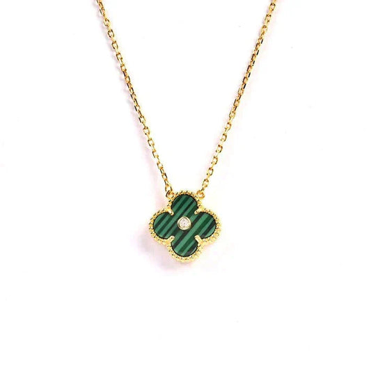 [Olivia JW]CLOVER 15MM DIAMOND TURQUOISE NECKLACE