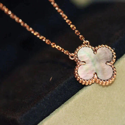 [Olivia JW]CLOVER 15MM  GRAY MOTHER OF PEARL NECKLACE
