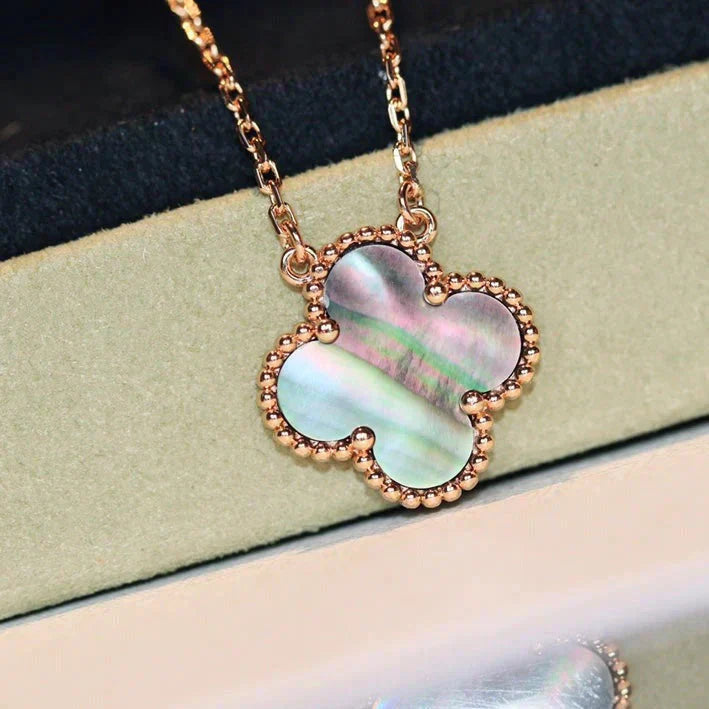 [Olivia JW]CLOVER 15MM  GRAY MOTHER OF PEARL NECKLACE