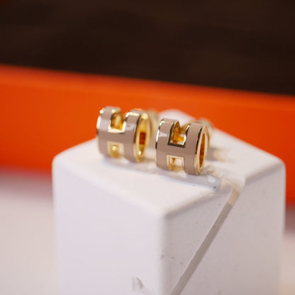 [Olivia JW]MINI POP H GOLD EARRINGS GREY