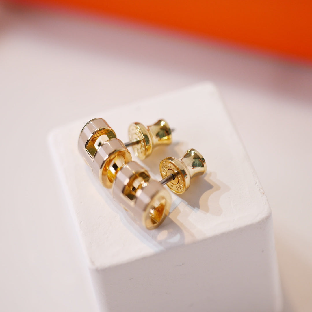 [Olivia JW]MINI POP H GOLD EARRINGS GREY