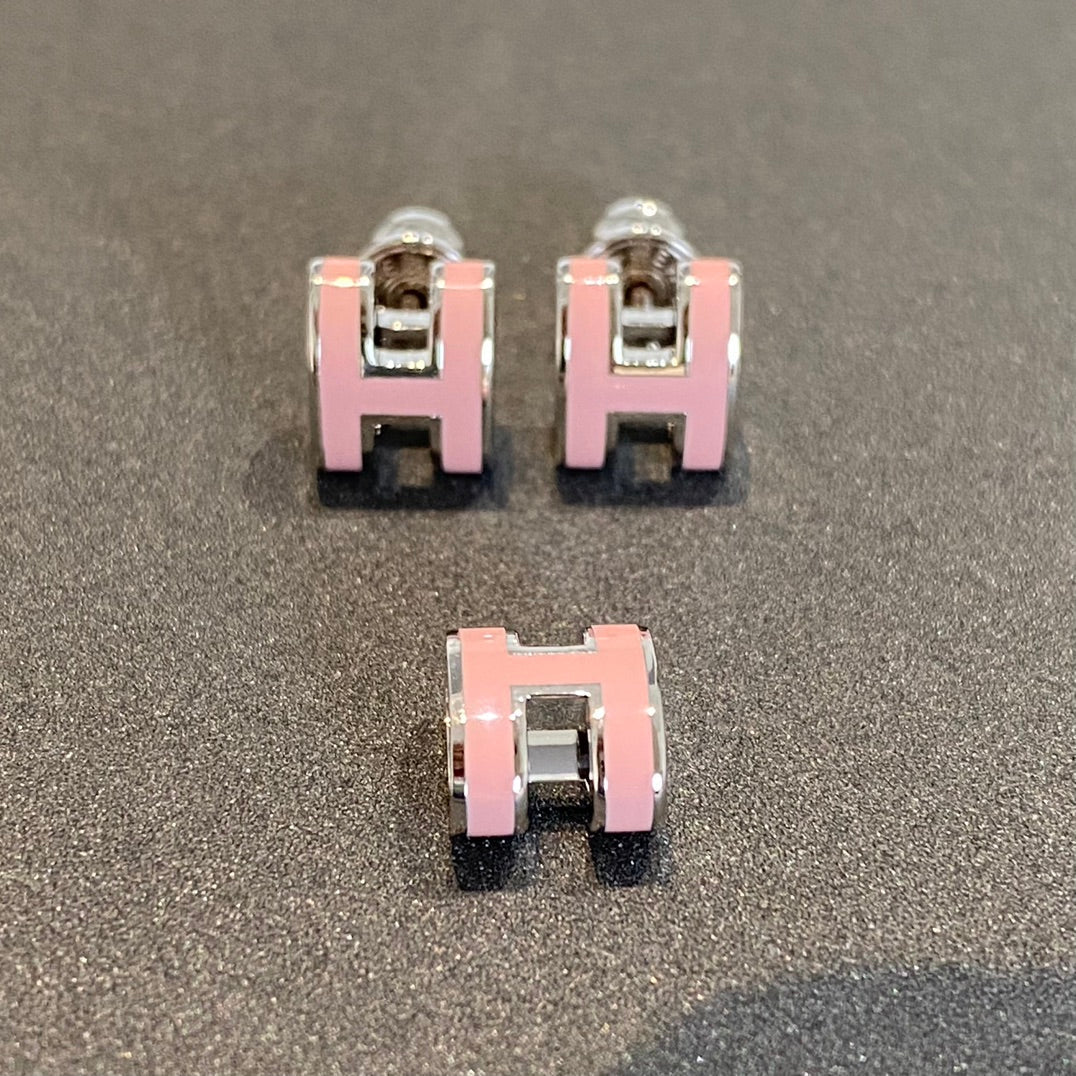 [Olivia JW]MINI POP H SILVER EARRINGS PINK