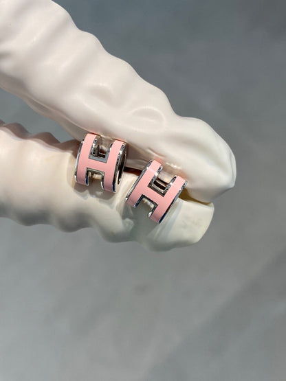[Olivia JW]MINI POP H SILVER EARRINGS PINK