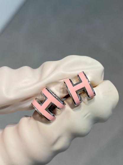 [Olivia JW]MINI POP H SILVER EARRINGS PINK