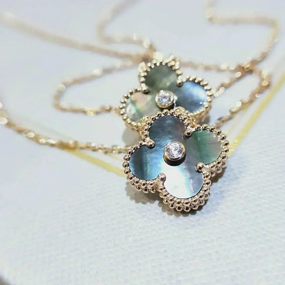 [Olivia JW]CLOVER 15MM DIAMOND AND MOTHER-OF-GREY NECKLACE