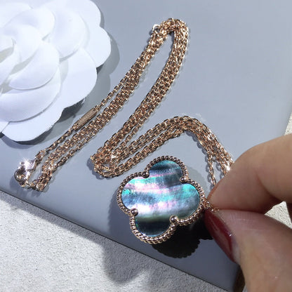 [Olivia JW]CLOVER 25MM GOLD DARK MOP BIG CLOVER NECKLACE