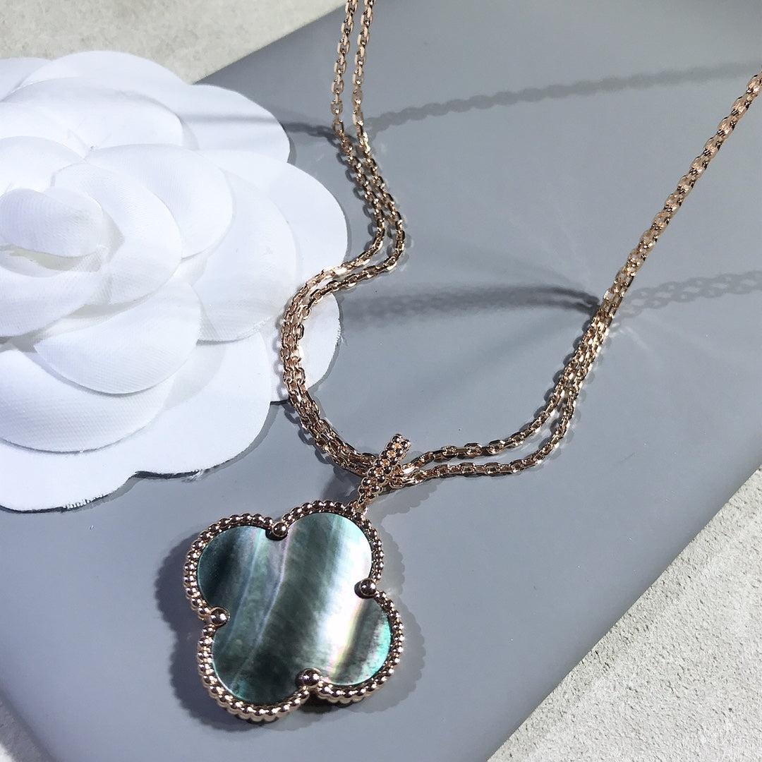 [Olivia JW]CLOVER 25MM GOLD DARK MOP BIG CLOVER NECKLACE