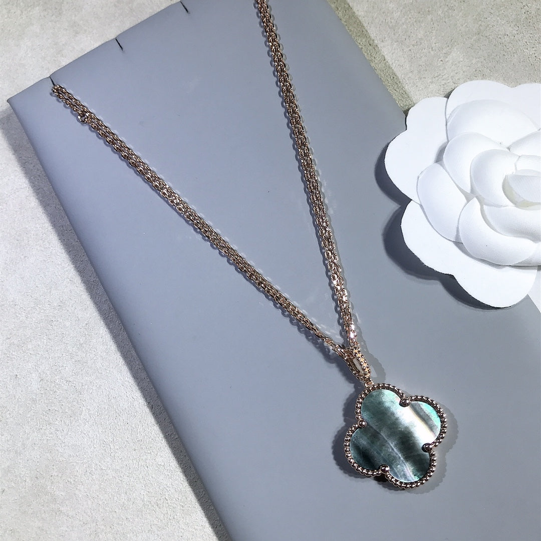 [Olivia JW]CLOVER 25MM GOLD DARK MOP BIG CLOVER NECKLACE