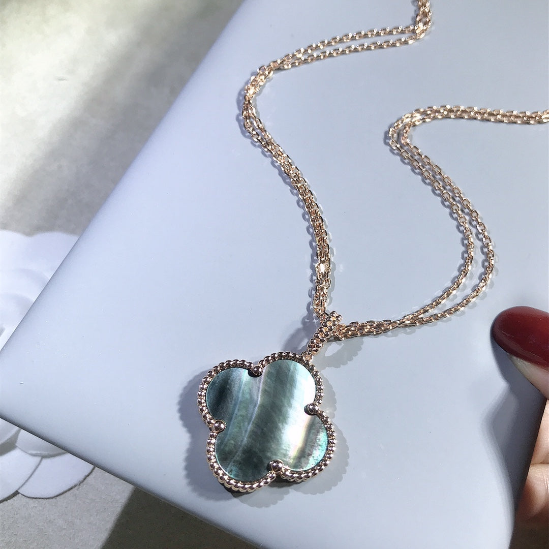 [Olivia JW]CLOVER 25MM GOLD DARK MOP BIG CLOVER NECKLACE