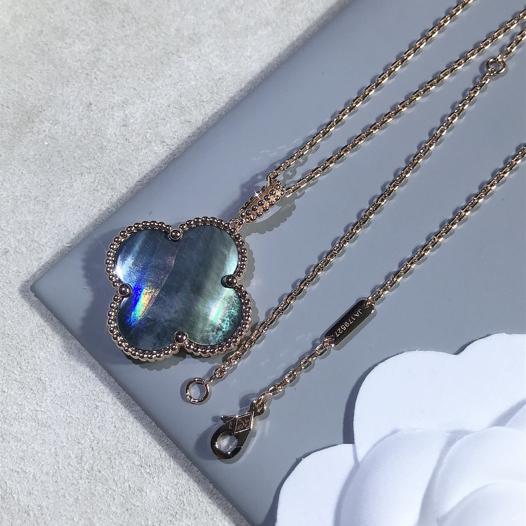 [Olivia JW]CLOVER 25MM GOLD DARK MOP BIG CLOVER NECKLACE