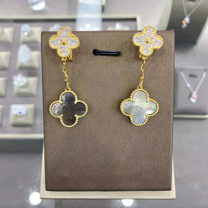 [Olivia JW]CLOVER  2 MOTIFS  DIAMOND  EARRINGS (MULTIPLE CHOICESç´