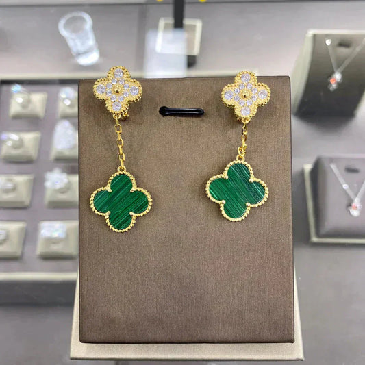 [Olivia JW]CLOVER  2 MOTIFS  DIAMOND  EARRINGS (MULTIPLE CHOICESç´