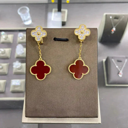 [Olivia JW]CLOVER  2 MOTIFS  DIAMOND  EARRINGS (MULTIPLE CHOICESç´