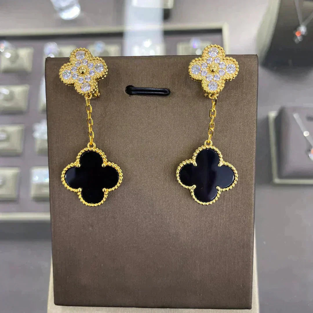 [Olivia JW]CLOVER  2 MOTIFS  DIAMOND  EARRINGS (MULTIPLE CHOICESç´