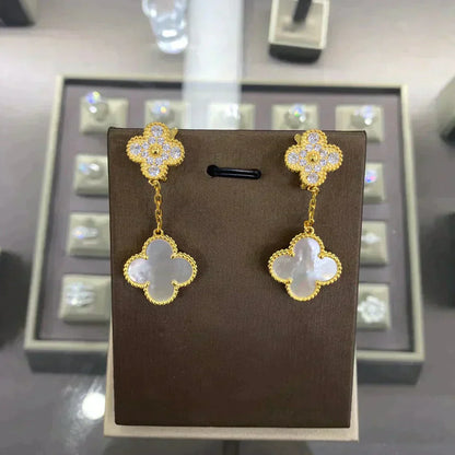 [Olivia JW]CLOVER  2 MOTIFS  DIAMOND  EARRINGS (MULTIPLE CHOICESç´
