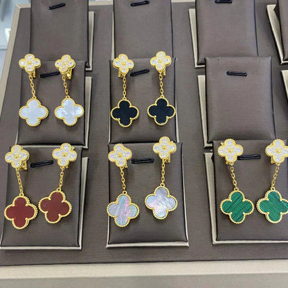 [Olivia JW]CLOVER  2 MOTIFS  DIAMOND  EARRINGS (MULTIPLE CHOICESç´