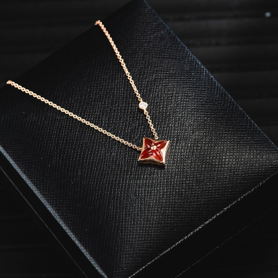 [Olivia JW]STAR NECKLACE PINK GOLD 1 DIAMOND
