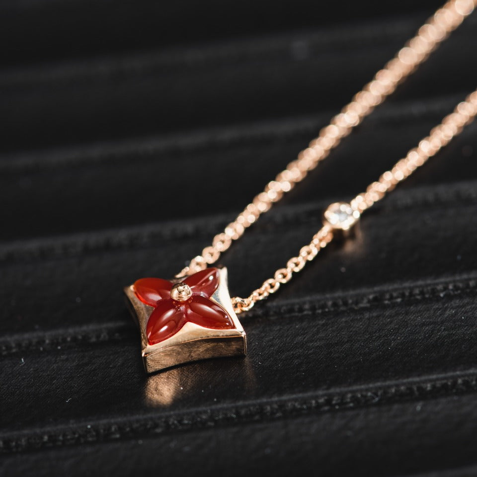 [Olivia JW]STAR NECKLACE PINK GOLD 1 DIAMOND