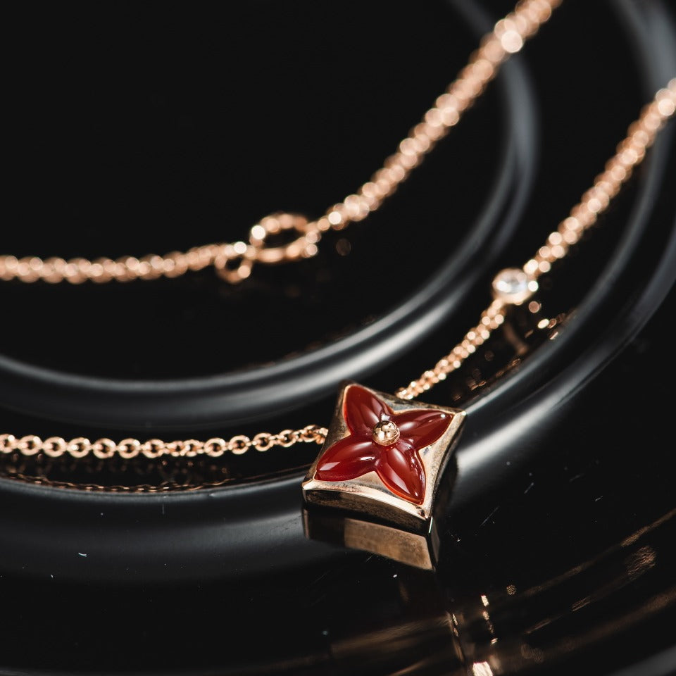 [Olivia JW]STAR NECKLACE PINK GOLD 1 DIAMOND