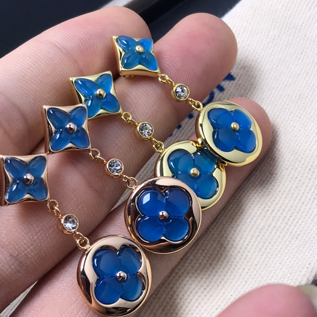 [Olivia JW]STAR AND SUN AGATE DIAMOND EARRINGS