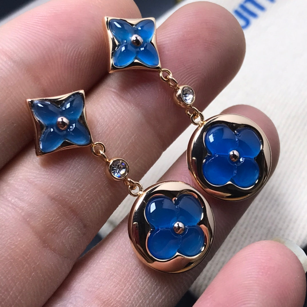 [Olivia JW]STAR AND SUN AGATE DIAMOND EARRINGS