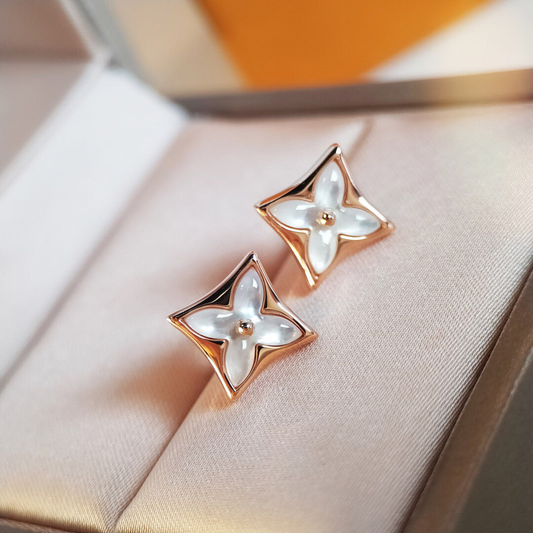 [Olivia JW]STAR MOP PINK GOLD EARRINGS