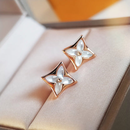 [Olivia JW]STAR MOP PINK GOLD EARRINGS
