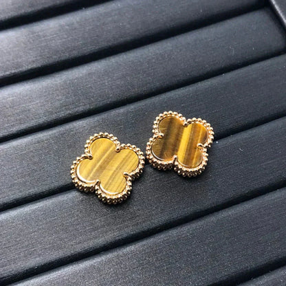 [Olivia JW]CLOVER MEDIUM 1 MOTIFS TIGER EYE EARRINGS