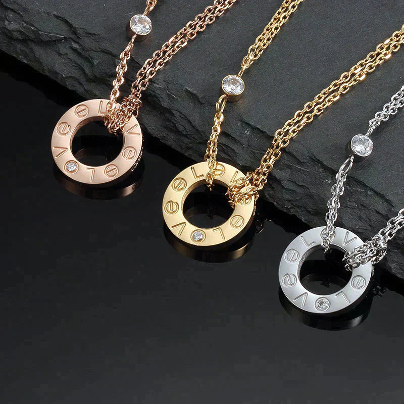 [Olivia JW]LOVE NECKLACE 16MM 2 DIAMONDS