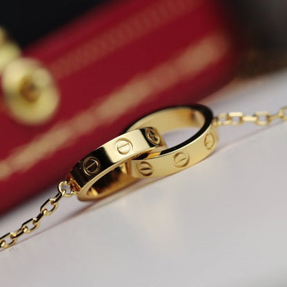 [Olivia JW]LOVE NECKLACE DOUBLE RING GOLD
