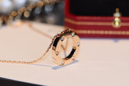 [Olivia JW]LOVE NECKLACE 16MM 6 DIAMONDS PINK GOLD