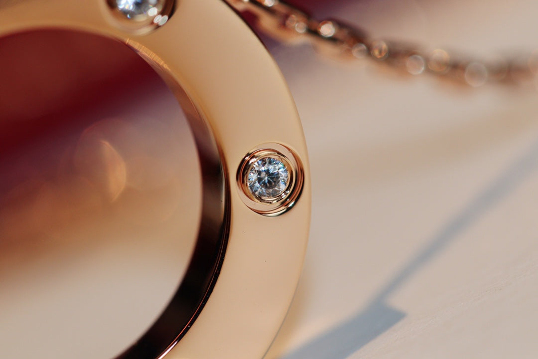 [Olivia JW]LOVE NECKLACE 16MM 6 DIAMONDS PINK GOLD
