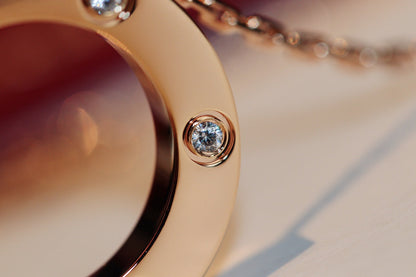 [Olivia JW]LOVE NECKLACE 16MM 6 DIAMONDS PINK GOLD