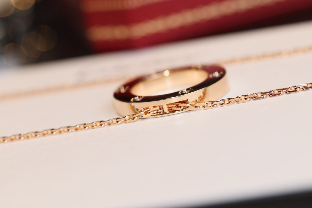 [Olivia JW]LOVE NECKLACE 16MM 6 DIAMONDS PINK GOLD
