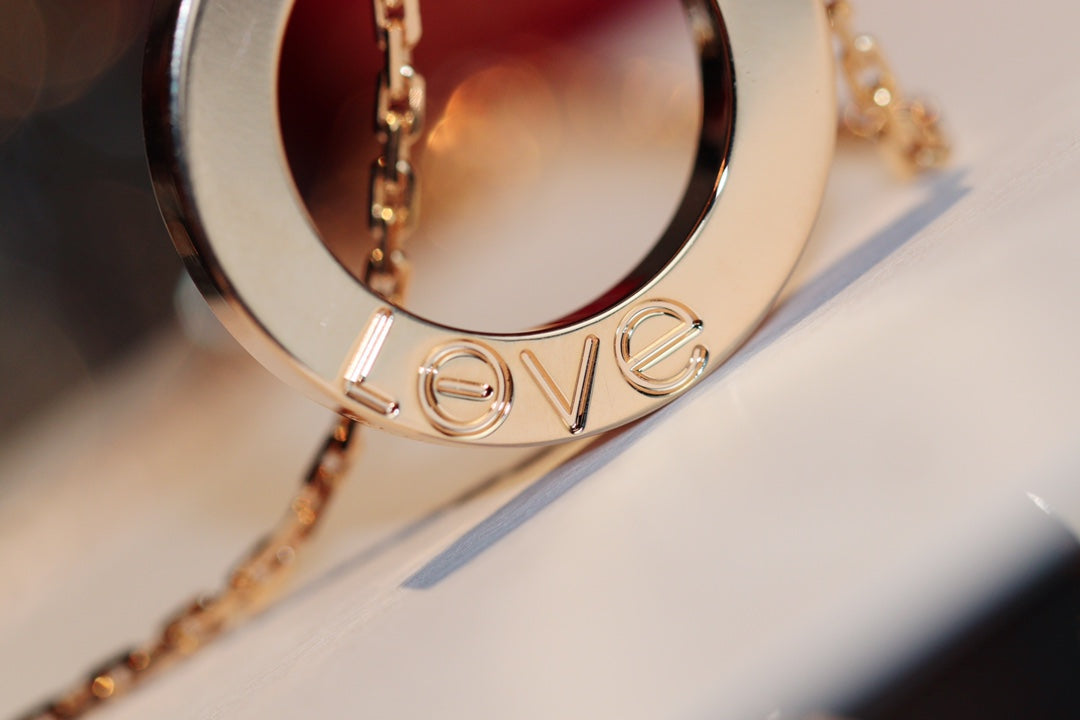 [Olivia JW]LOVE NECKLACE 16MM 6 DIAMONDS PINK GOLD