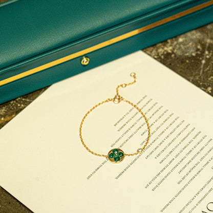 [Olivia JW]SUN MALACHITE 1 DIAMOND PINK GOLD BRACELET